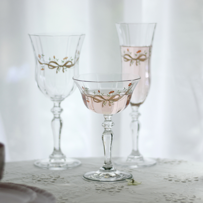 英國粉色蝴蝶結水晶玻璃杯