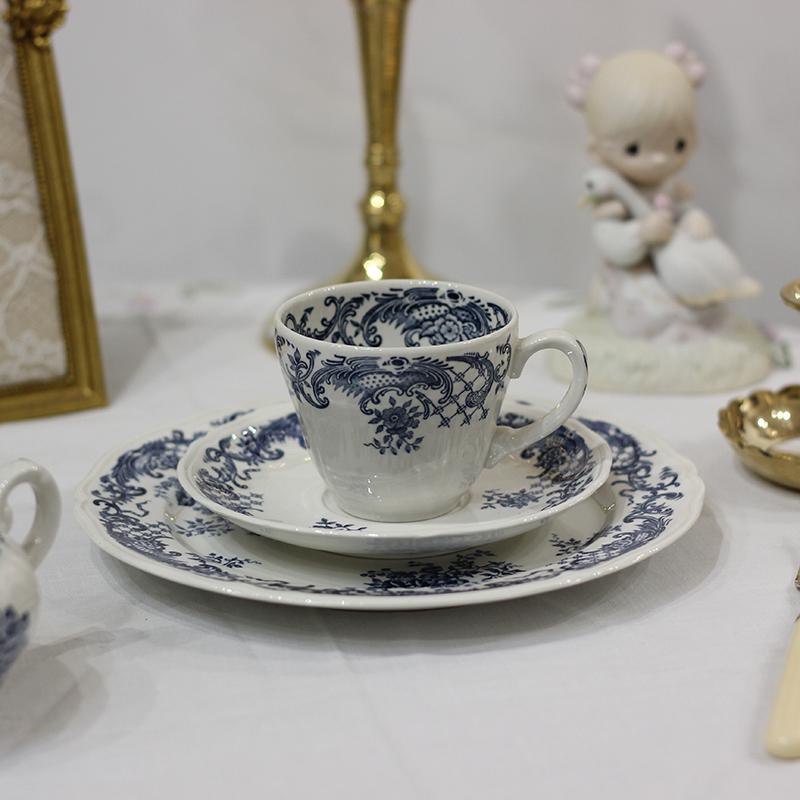 德国唯宝蓝色复古咖啡杯碟甜品盘