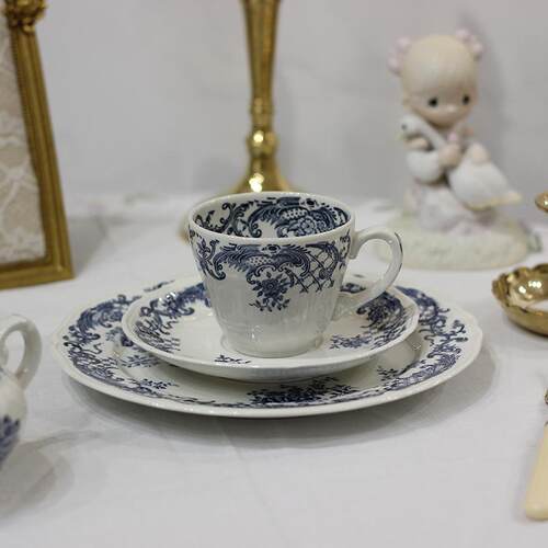 德国唯宝蓝色复古咖啡杯碟甜品盘