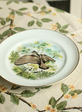 Retro中古德国蜂鸟装饰盘陶瓷风景画纪念盘餐盘坐盘挂盘礼物19cm