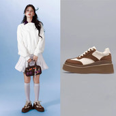 赵露思沈月同款 子运动板鞋 厚底德训鞋 2025真皮系带内增高休闲女鞋