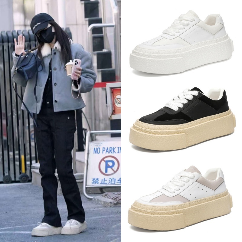 春晚联排白鹿同款鞋厚底小白鞋黄底德训鞋2025系带男女运动板鞋子