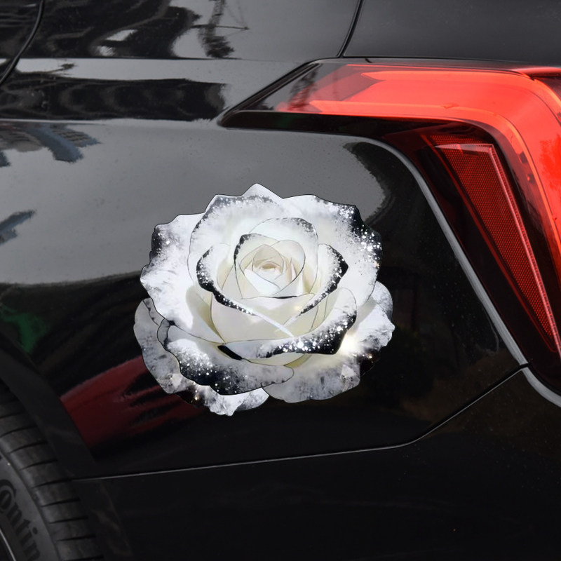 汽车遮划痕防刮蹭反光防水玫瑰贴纸创意装饰车贴镜子玻璃电动车25