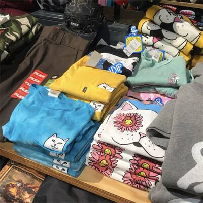 正品ripndip贱猫夏季宽松短袖t恤