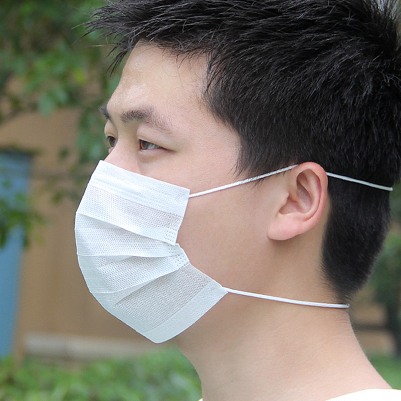头戴式口罩一次性单层无纺布 50只薄款夏季透气工厂防尘头挂式