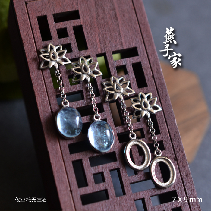 燕子家925银国潮流苏纯银耳钉托