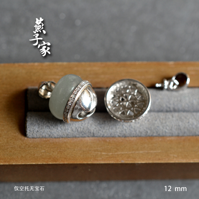 燕子家复古s925银12mm算盘珠隔片老型珠diy铃铛纯银吊坠托配件