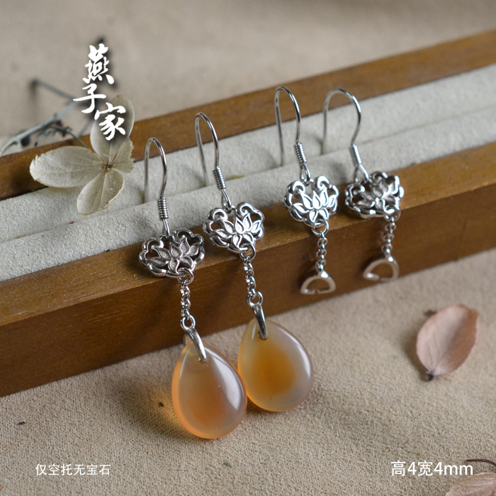 燕子家复古吊坠坠子夹式银耳环