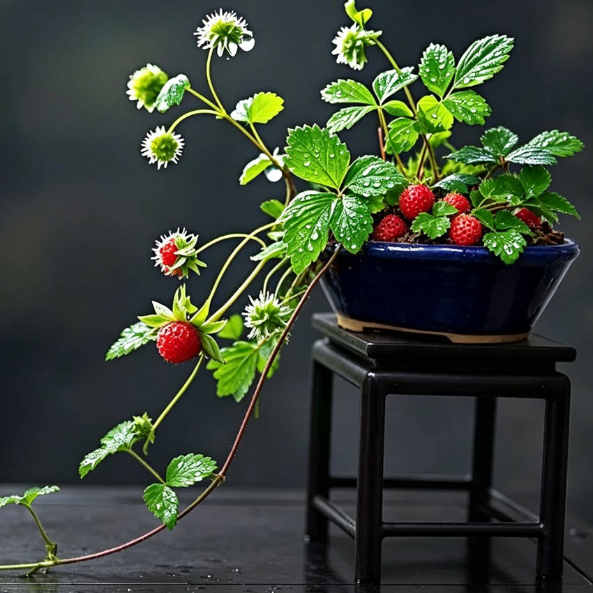 屋久岛蛇莓桌面雅植进口小绿植爬藤藤蔓
