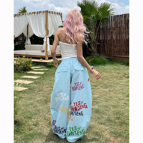 跳舞宽松阔腿工装休闲伞兵裤