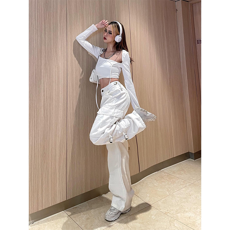 美式复古设计感hiphop工装长裤