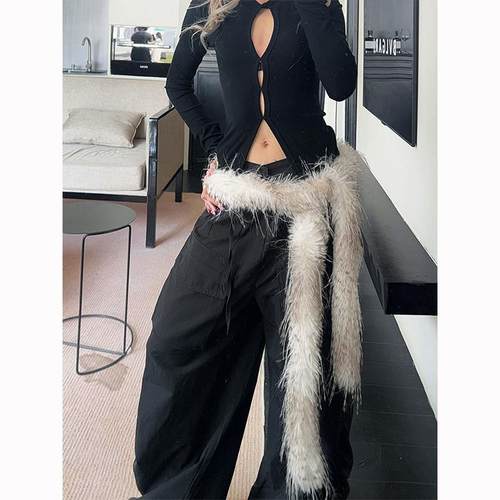 配饰围巾y2k毛茸茸屁帘显瘦腰带