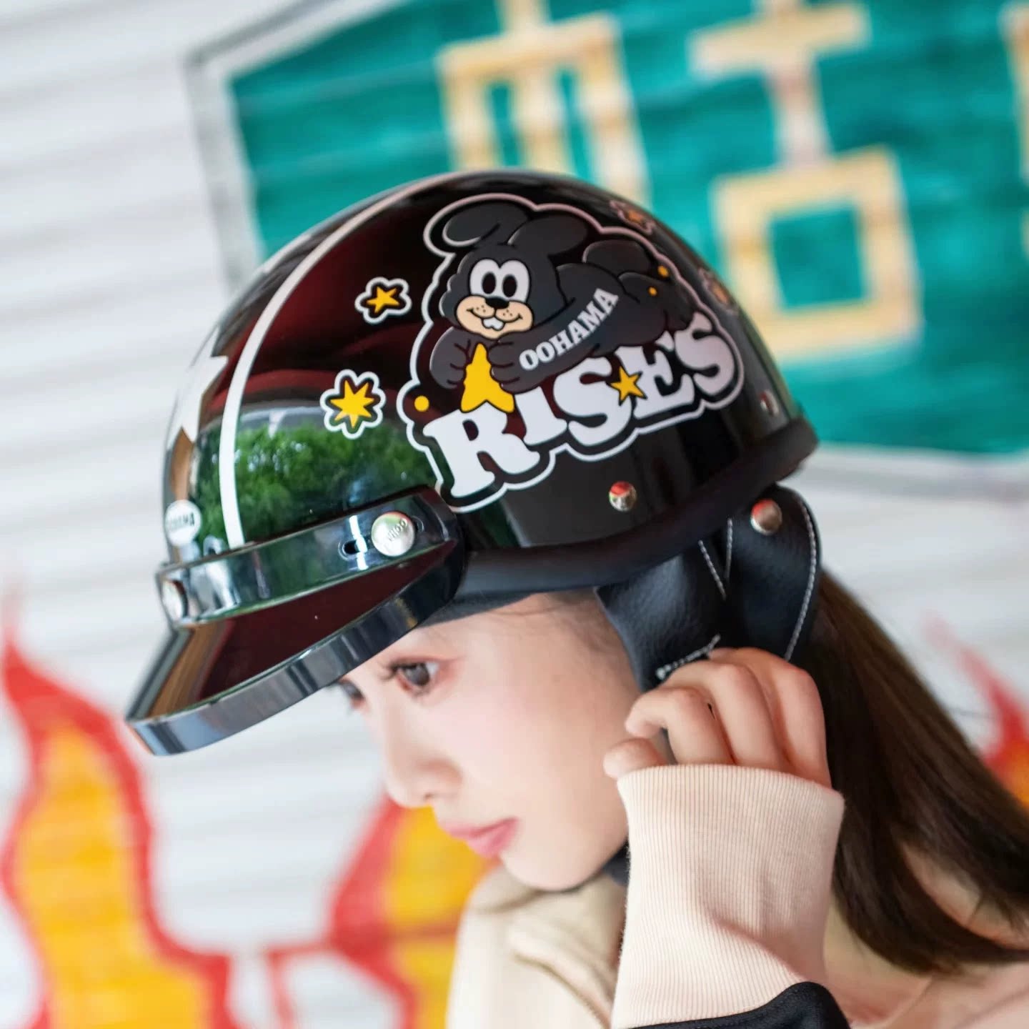 OOHAMA联名复古机车半盔瓢盔头盔图片