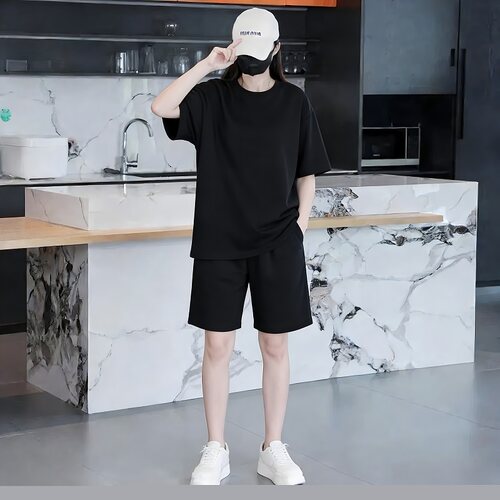 休闲运动套装男夏短袖t恤男纯色