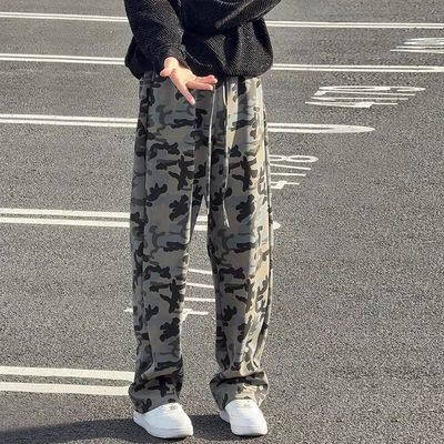 美式复古迷彩运动卫裤男秋季