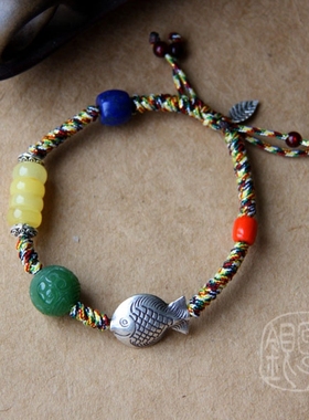 金刚结俄罗斯碧玉回纹珠多宝手链