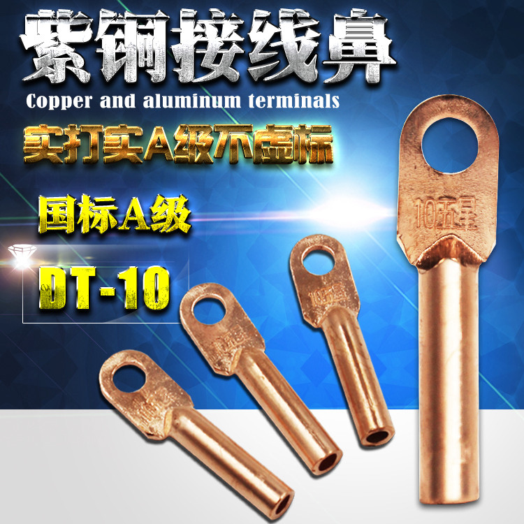 国标A级铜鼻子DT-10mm平方紫铜线耳16 25 35 50 70 95 120 185