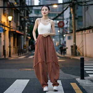 巨好看百搭气质休闲裤宽松bf慵懒风裤子胖mm大码不勒肚子梨型身材