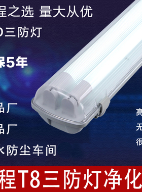 三防灯LED双管T8日光灯全套防水防尘40W带罩车间灯管防爆荧光灯架