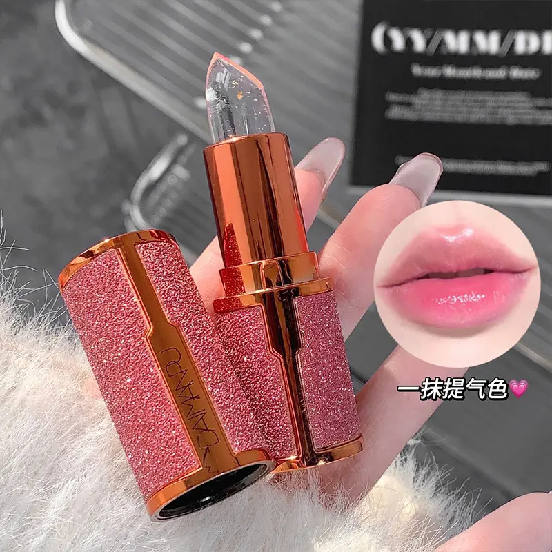 OEM花瓣果冻变色口红女淡化唇纹补水保湿防干燥滋润唇膏遮盖唇色