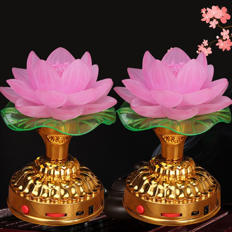 七彩莲花灯插电led佛灯菩萨供佛灯家用长明灯充电佛前供灯荷花灯