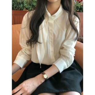 包邮 首尔印象韩代 26SS 日常通勤风优雅领结设计长袖衬衫早春新