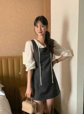 包邮 首尔印象韩代 26ss 通勤风气质简单无袖背心短款连衣裙