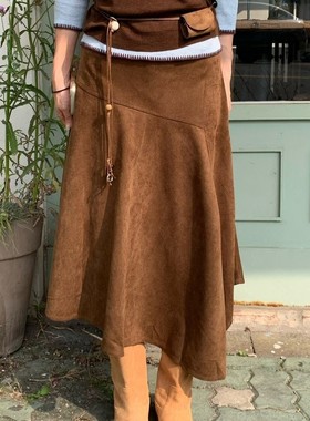 直邮 首尔印象韩代 25fw CELLONA腰包腰链高腰裘皮绒不规则半身裙