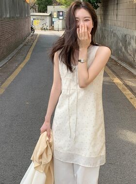 直邮 首尔印象韩代 26ss 温柔日常度假风碎花无袖雪纺衬衫上衣女