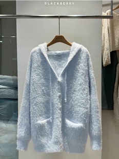 直邮 首尔印象韩代 26SS blackberry显白天蓝色软呼呼毛绒针织衫