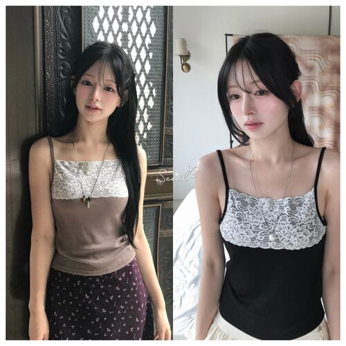 cloudemotion同款 首尔印象韩代 26fw韩系蕾丝花边吊带修身内搭女