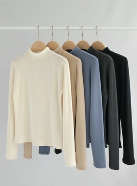直邮 东大门代购 ZEST温暖基础纯色加绒高领弹力打底长袖T恤女冬
