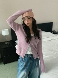 FORMAL 新款 25fw 女秋季 温柔V领软糯腰部系带羊毛针织开衫 直邮