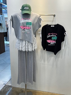 东大门代购 26ss 直邮 汽车图案蝴蝶结袖 T恤 BLUE 宽松短袖 BANANA