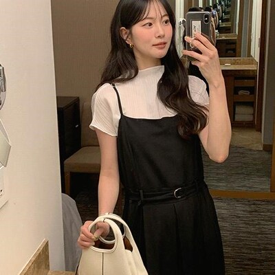直邮 首尔印象韩代 26ss 温柔淑女风亲肤小高领打底短袖衬衫