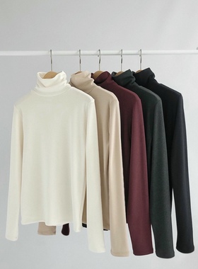 直邮 东大门代购 ZEST温暖基础纯色加绒高领弹力打底长袖T恤女冬