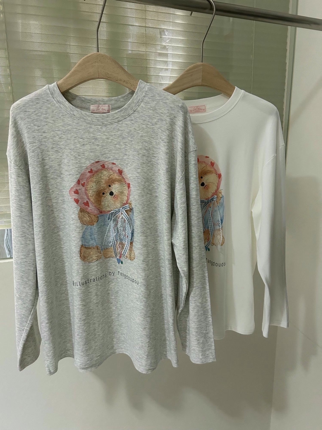 直邮 lakerr正品 25fw 韩代可爱头巾泰迪小狗宽松长袖T恤女秋冬新