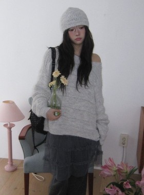 直邮 首尔印象韩代 25fw modimood博主同款慵懒针织衫毛线帽套装