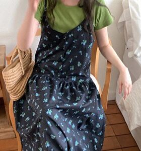包邮 首尔印象韩代 减龄少女风碎花背带连衣裙夏季新款