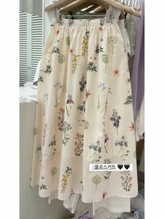 直邮 韩国代购peppersalt法式田园印花松紧腰A字半身长裙25夏新女
