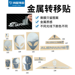适用外星人logo金属贴蓝天地球人笔记本电脑手机金属标贴自粘式贴