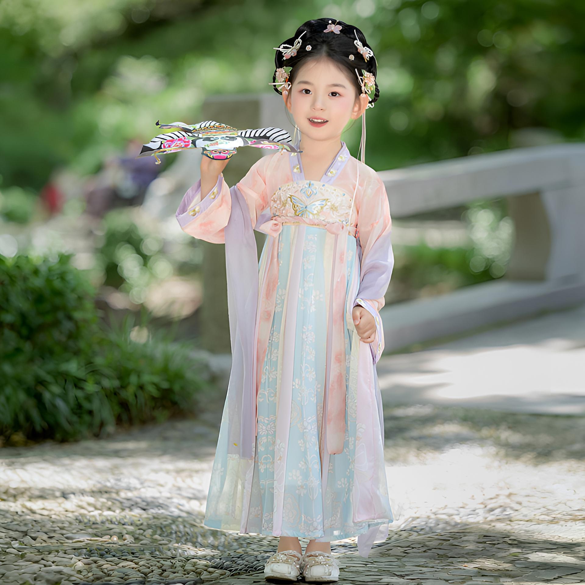汉服女童古风超仙飘逸襦裙春夏季中国风小女孩公主连衣裙新款
