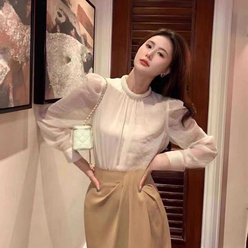 明星同款2026新款法式高级感气质雪纺上衣休闲百搭女士衬衫套装