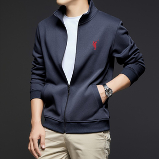 2025新款保罗专柜正品卫衣男款春装立领拉链开衫外套刺绣上衣加绒