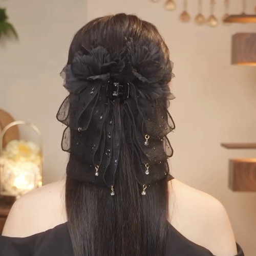 新款2025高级感女仙女风发夹星空抓夹发饰马尾夹百搭复古手工夹子