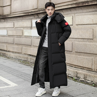 长款过膝盖羽绒服男2025年冬新款高领加绒加厚三防保暖极寒鹅绒服