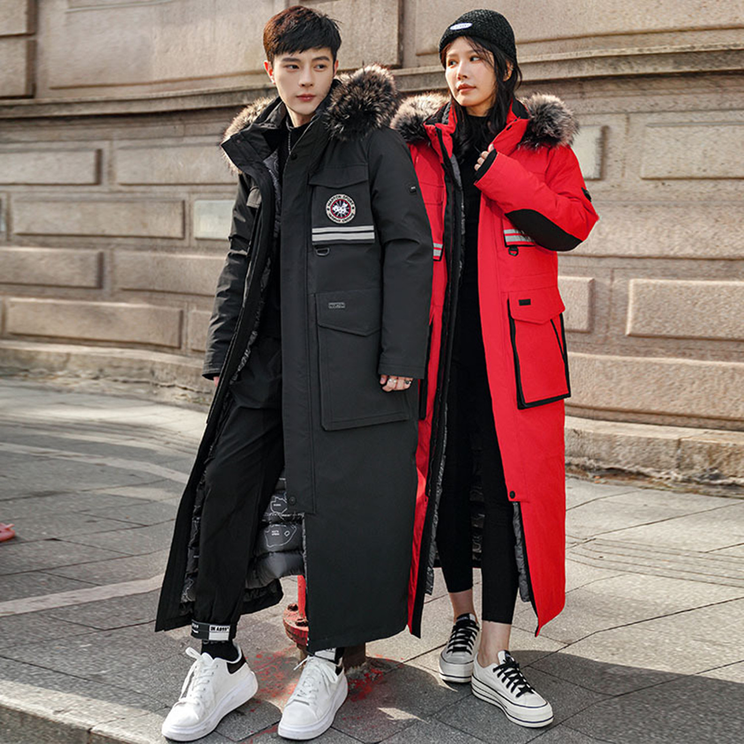 进口鹅绒羽绒服男女同款中长款2025秋冬新款户外加厚三防情侣外套