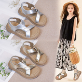 2025夏季 沙滩鞋 新款 中大童小女孩罗马凉鞋 子 儿童运动凉鞋 女童凉鞋