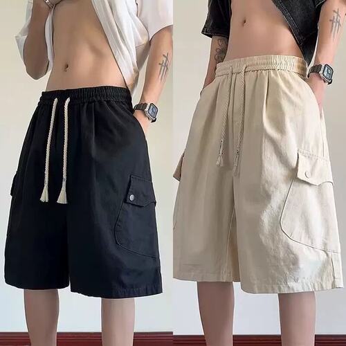 日系工装短裤男夏季休闲马裤宽松胖子大码大裤衩中裤潮牌五分裤子