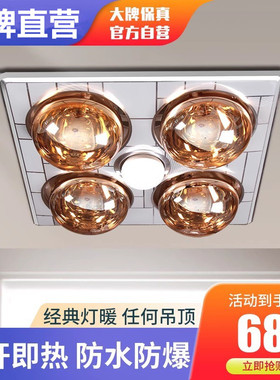 传统浴霸灯暖排气扇照明一体灯卫生间老式吊顶灯泡壁挂式取暖灯